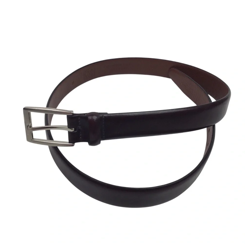 Jos, A Bank Italian Leather Dress Belt Mens 36 Brown